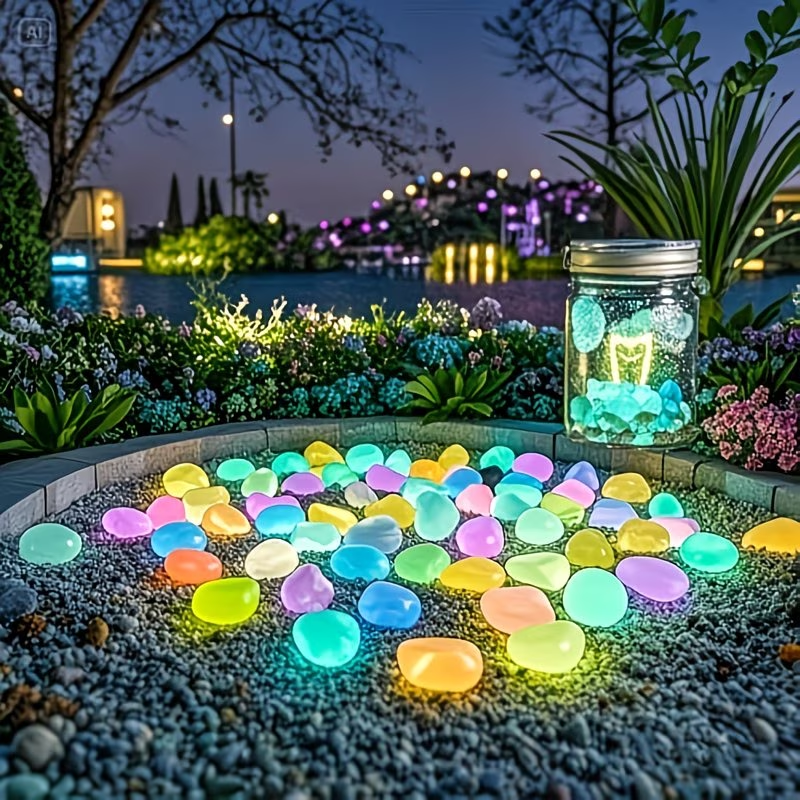 Aquarium Planted Tank - 300PCS Luminous Pebble Set,0.9-1.5cm Resin Glow