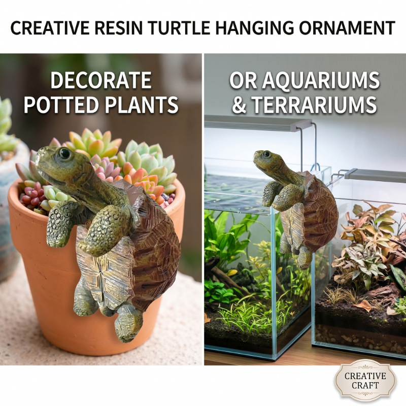 Aquarium Planted Tank - Fishing Turtle Hanging Turtle Figurine for