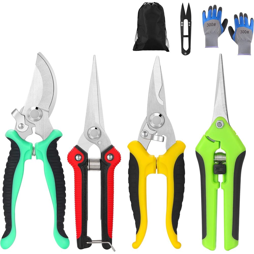 Trimming Scissor Set - 5-Piece Garden Pruning Set with Gloves